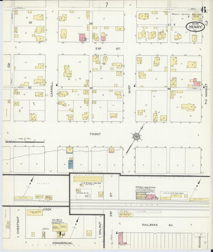 Sanborn Fire Insurance Map from Henry, Marshall County, Illinois (1913), Sheet #0006 - Historic Sanborn Fire Insurance Map Print, vintage old map wall art, antique decor, genealogy gift, Illinois Illinois map
