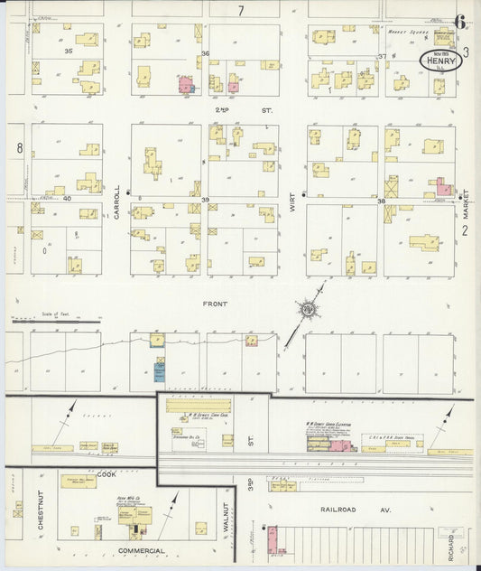 Sanborn Fire Insurance Map from Henry, Marshall County, Illinois (1913), Sheet #0006 - Historic Sanborn Fire Insurance Map Print, vintage old map wall art, antique decor, genealogy gift, Illinois Illinois map
