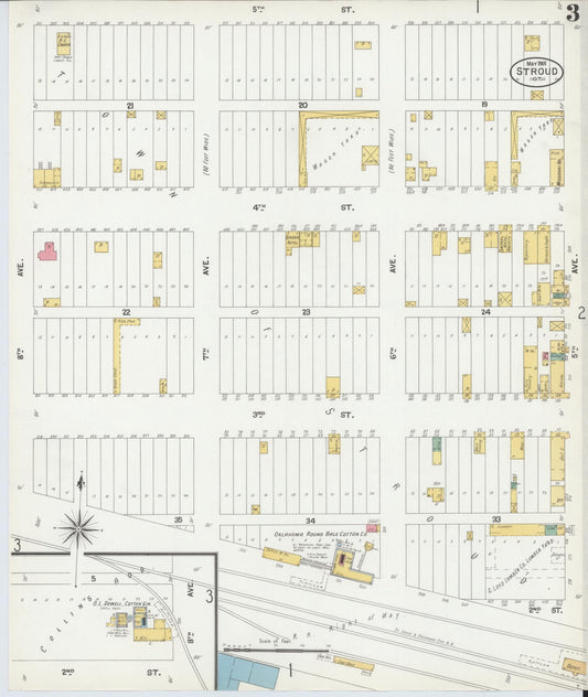 Sanborn Fire Insurance Map from Stroud, Lincoln County, Oklahoma (1901), Sheet #0003 - Historic Sanborn Fire Insurance Map Print, vintage old map wall art, antique decor, genealogy gift, Oklahoma Oklahoma map