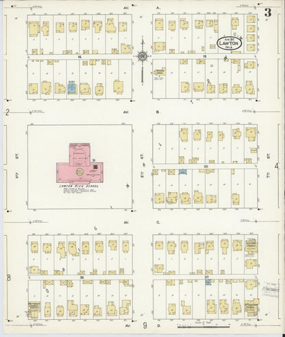 Sanborn Fire Insurance Map from Lawton, Comanche County, Oklahoma (1912), Sheet #0003 - Complete Map Set gallery image, historic Sanborn map, vintage wall art, Oklahoma Oklahoma