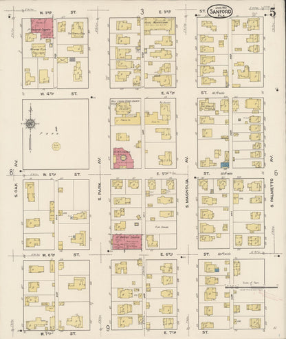 Sanborn Fire Insurance Map from Sanford, Seminole County, Florida (1922), Sheet #0005 - Complete Map Set gallery image, historic Sanborn map, vintage wall art, Florida Florida