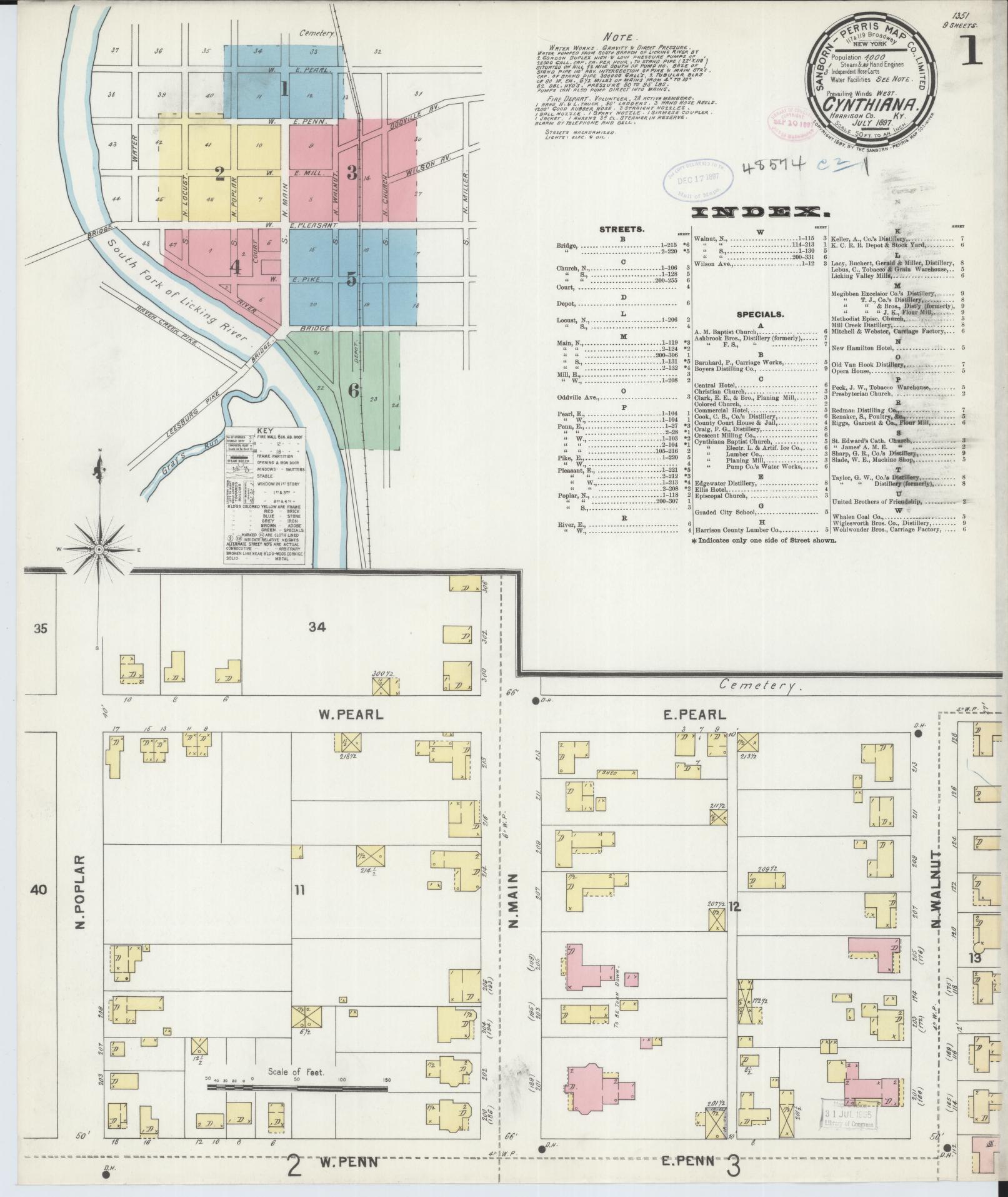 Sanborn Fire Insurance Map from Cynthiana, Harrison County, Kentucky. (1897) – Historic Sanborn Fire Insurance Map Print