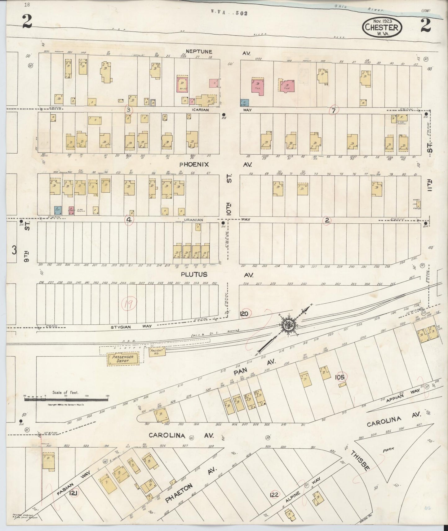 Sanborn Fire Insurance Map from Chester, Hancock County, West Virginia (1942), Sheet #0002 - Complete Map Set gallery image, historic Sanborn map, vintage wall art, West Virginia West Virginia