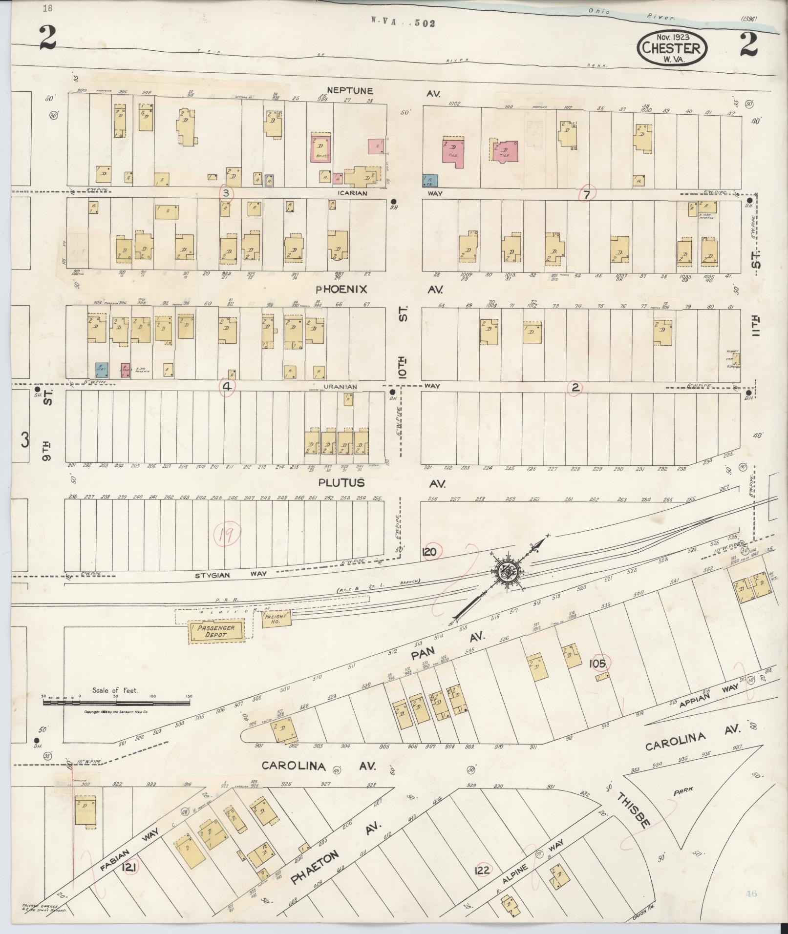 Sanborn Fire Insurance Map from Chester, Hancock County, West Virginia (1942), Sheet #0002 - Complete Map Set gallery image, historic Sanborn map, vintage wall art, West Virginia West Virginia