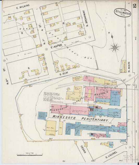 Sanborn Fire Insurance Map from Stillwater, Washington County, Minnesota (1888), Sheet #0002 - Historic Sanborn Fire Insurance Map Print, vintage old map wall art, antique decor, genealogy gift, Minnesota Minnesota map