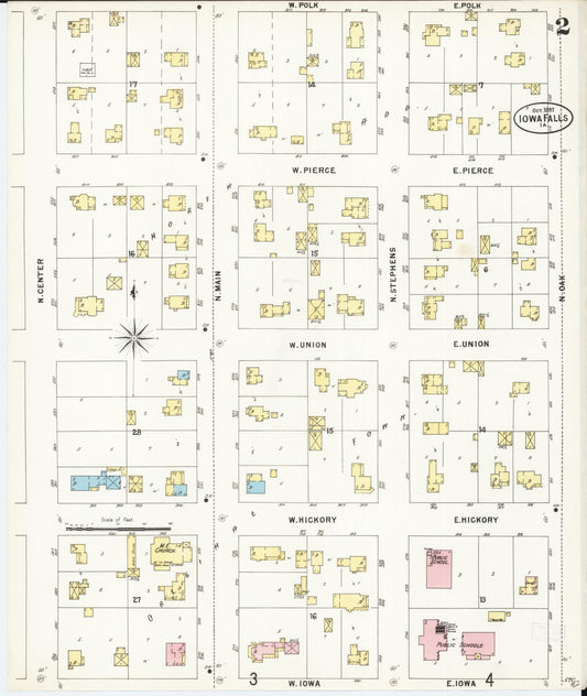 Sanborn Fire Insurance Map from Iowa Falls, Hardin County, Iowa (1897), Sheet #0002 - Historic Sanborn Fire Insurance Map Print, vintage old map wall art