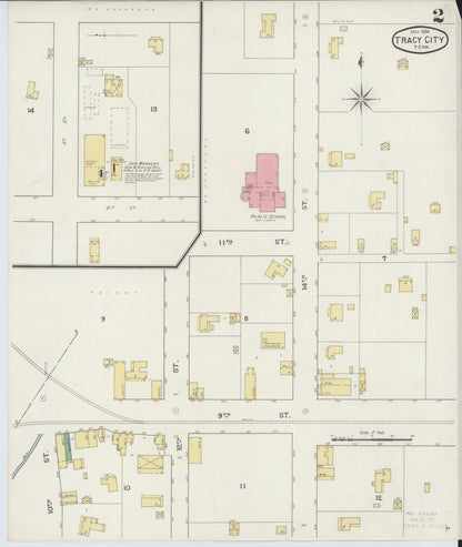Sanborn Fire Insurance Map from Tracy City, Grundy County, Tennessee (1894), Sheet #0002 - Complete Map Set gallery image, historic Sanborn map, vintage wall art, Tennessee Tennessee