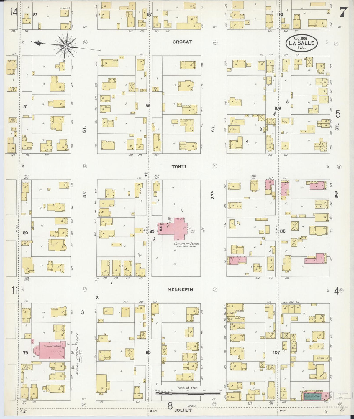 Sanborn Fire Insurance Map from La Salle, La Salle County, Illinois (1906), Sheet #0007 - Historic Sanborn Fire Insurance Map Print, vintage old map wall art, antique decor, genealogy gift, Illinois Illinois map
