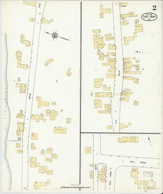 Sanborn Fire Insurance Map from Fort Kent, Aroostook County, Maine (1912), Sheet #0002 - Historic Sanborn Fire Insurance Map Print, vintage old map wall art, antique decor, genealogy gift, Maine Maine map