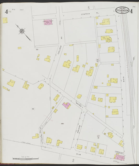 Sanborn Fire Insurance Map from Stevenson, Jackson County, Alabama (1927), Sheet #0004 - Historic Sanborn Fire Insurance Map Print, vintage old map wall art, antique decor, genealogy gift, Alabama Alabama map