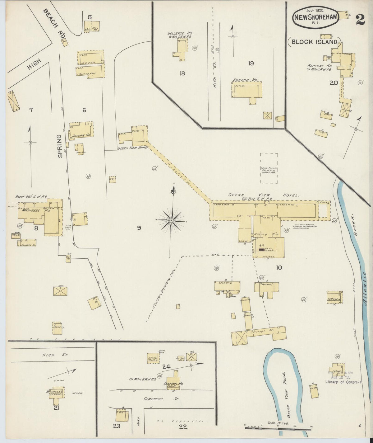 Sanborn Fire Insurance Map from New Shoreham, Newport County, Rhode Island (1892), Sheet #0002 - Complete Map Set gallery image, historic Sanborn map, vintage wall art, Rhode Island Rhode Island