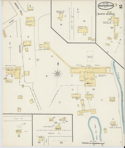 Sanborn Fire Insurance Map from New Shoreham, Newport County, Rhode Island (1892), Sheet #0002 - Complete Map Set gallery image, historic Sanborn map, vintage wall art, Rhode Island Rhode Island