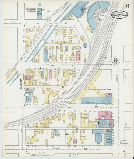 Sanborn Fire Insurance Map from Niagara Falls, Niagara County, New York (1892), Sheet #0006 - Historic Sanborn Fire Insurance Map Print, vintage old map wall art, antique decor, genealogy gift, New York New York map