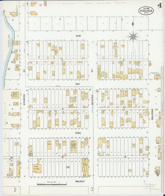 Sanborn Fire Insurance Map from Virginia, Saint Louis County, Minnesota (1900), Sheet #0004 - Historic Sanborn Fire Insurance Map Print, vintage old map wall art, antique decor, genealogy gift, Minnesota Minnesota map
