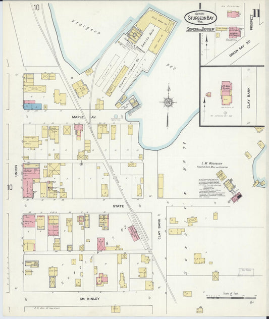 Sanborn Fire Insurance Map from Sturgeon Bay, Door County, Wisconsin (1911), Sheet #0011 - Historic Sanborn Fire Insurance Map Print, vintage old map wall art, antique decor, genealogy gift, Wisconsin Wisconsin map