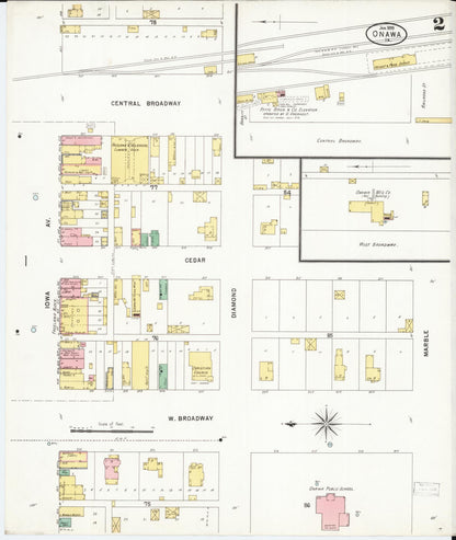 Sanborn Fire Insurance Map from Onawa, Monona County, Iowa (1899), Sheet #0002 - Historic Sanborn Fire Insurance Map Print