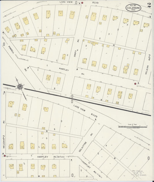 Sanborn Fire Insurance Map from Coleraine, Itasca County, Minnesota (1921), Sheet #0002 - Historic Sanborn Fire Insurance Map Print, vintage old map wall art, antique decor, genealogy gift, Minnesota Minnesota map