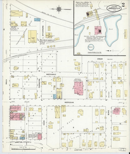 Sanborn Fire Insurance Map from Jasonville, Greene County, Indiana (1910), Sheet #0002 - Historic Sanborn Fire Insurance Map Print, vintage old map wall art, antique decor, genealogy gift, Indiana Indiana map