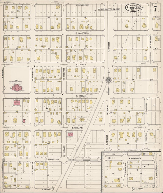Sanborn Fire Insurance Map from Stamford, Jones County, Texas (1922), Sheet #0007 - Historic Sanborn Fire Insurance Map Print, vintage old map wall art, antique decor, genealogy gift, Texas Texas map