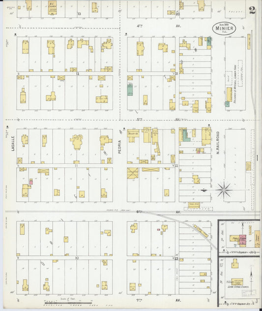 Sanborn Fire Insurance Map from Minier, Tazewell County, Illinois (1899), Sheet #0002 - Historic Sanborn Fire Insurance Map Print, vintage old map wall art, antique decor, genealogy gift, Illinois Illinois map