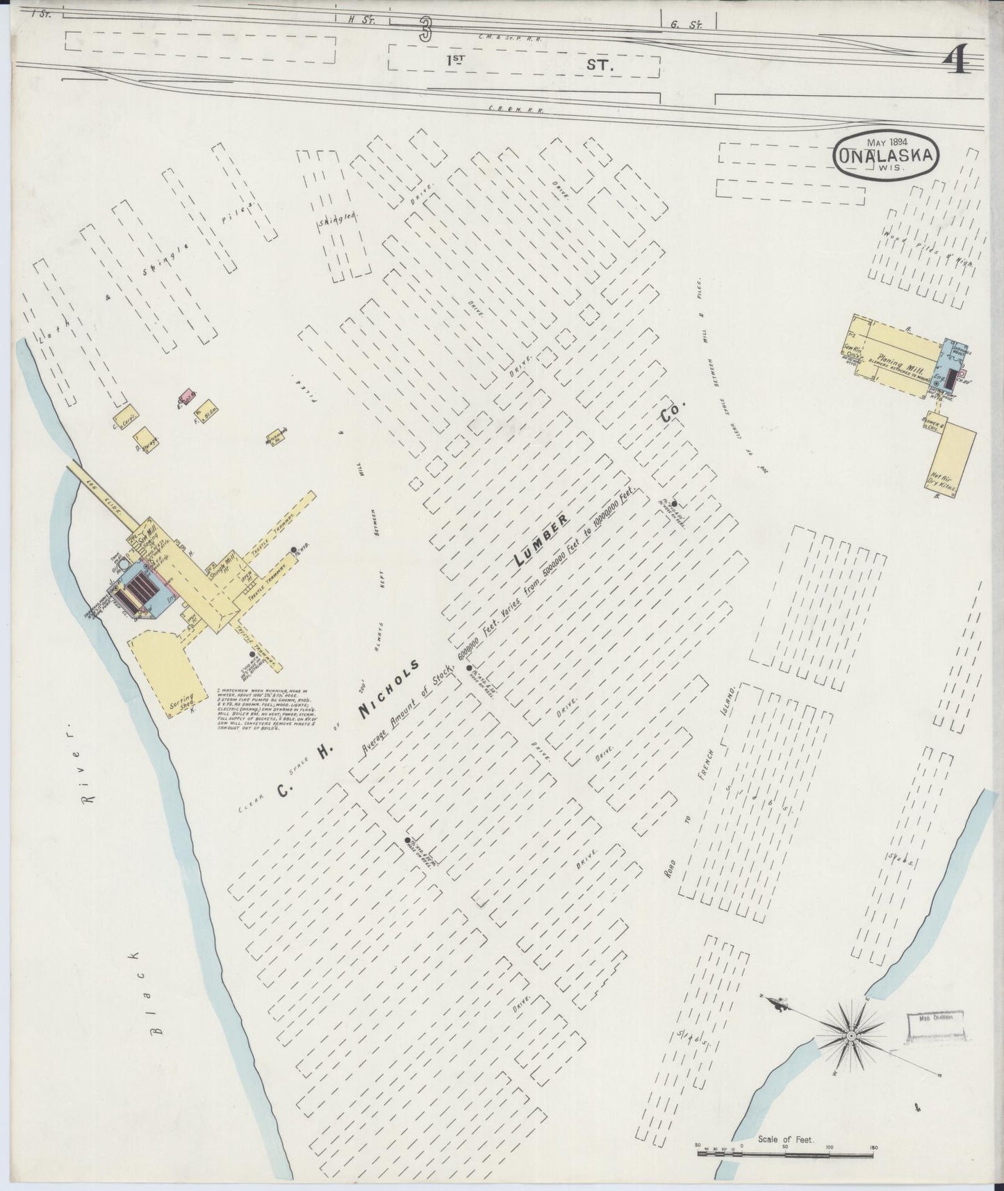 Sanborn Fire Insurance Map from Onalaska, La Crosse County, Wisconsin (1894), Sheet #0004 - Complete Map Set gallery image, historic Sanborn map, vintage wall art, Wisconsin Wisconsin