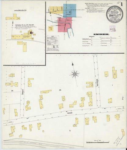 Sanborn Fire Insurance Map from Bartlett, Carroll County, New Hampshire (1908), Sheet #0001 - Complete Map Set gallery image, historic Sanborn map, vintage wall art, New Hampshire New Hampshire