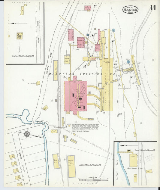 Sanborn Fire Insurance Map from Houghton, Houghton County, Michigan (1917), Sheet #0011 - Historic Sanborn Fire Insurance Map Print, vintage old map wall art, antique decor, genealogy gift, Michigan Michigan map
