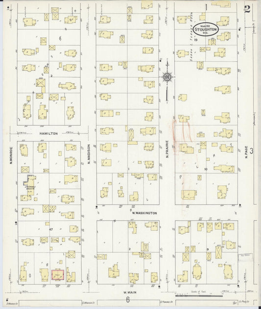 Sanborn Fire Insurance Map from Stoughton, Dane County, Wisconsin (1912), Sheet #0002 - Historic Sanborn Fire Insurance Map Print, vintage old map wall art, antique decor, genealogy gift, Wisconsin Wisconsin map