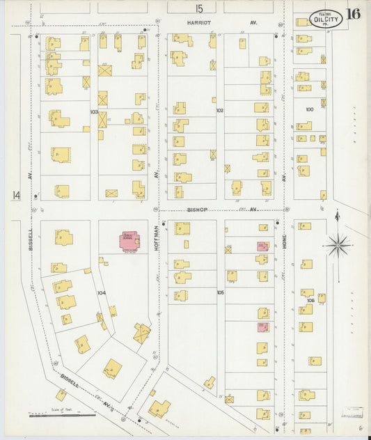 Sanborn Fire Insurance Map from Oil City, Venango County, Pennsylvania (1901), Sheet #0016 - Historic Sanborn Fire Insurance Map Print, vintage old map wall art, antique decor, genealogy gift, Pennsylvania Pennsylvania map