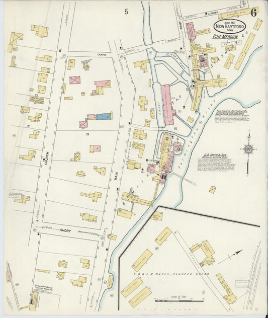 Sanborn Fire Insurance Map from New Hartford, Litchfield County, Connecticut (1912), Sheet #0006 - Historic Sanborn Fire Insurance Map Print, vintage old map wall art, antique decor, genealogy gift, Connecticut Connecticut map