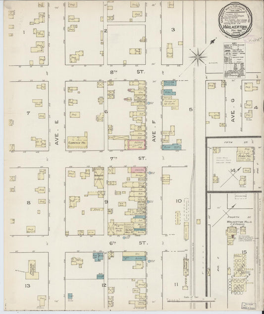 Sanborn Fire Insurance Map from Walkerton, Saint Joseph County, Indiana (1886), Sheet #0001 - Historic Sanborn Fire Insurance Map Print, vintage old map wall art, antique decor, genealogy gift, Indiana Indiana map
