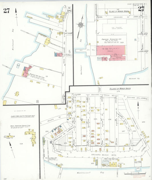 Sanborn Fire Insurance Map from Port Washington, Nassau County, New York (1931), Sheet #0027 - Historic Sanborn Fire Insurance Map Print, vintage old map wall art, antique decor, genealogy gift, New York New York map