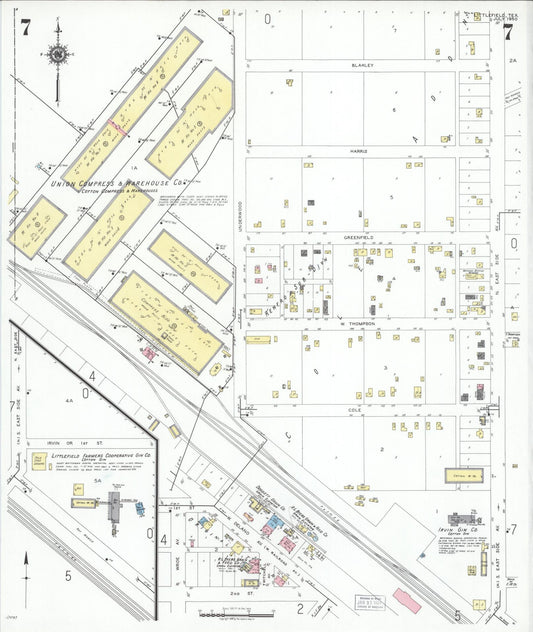 Sanborn Fire Insurance Map from Littlefield, Lamb County, Texas (1950), Sheet #0007 - Historic Sanborn Fire Insurance Map Print, vintage old map wall art, antique decor, genealogy gift, Texas Texas map