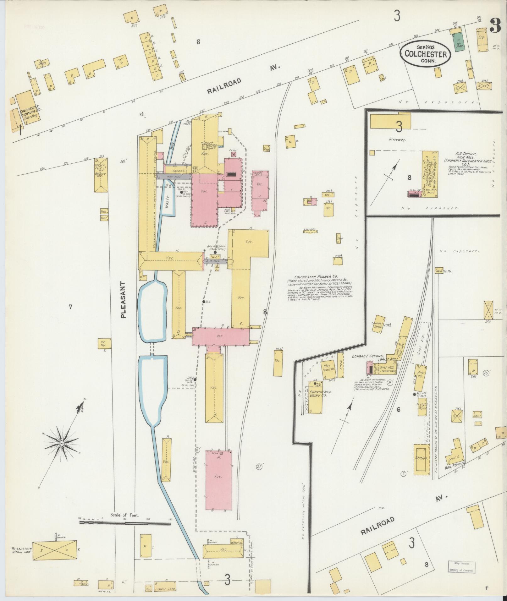 Sanborn Fire Insurance Map from Colchester, New London County, Connecticut (1903), Sheet #0003 - Complete Map Set gallery image, historic Sanborn map, vintage wall art, Connecticut Connecticut