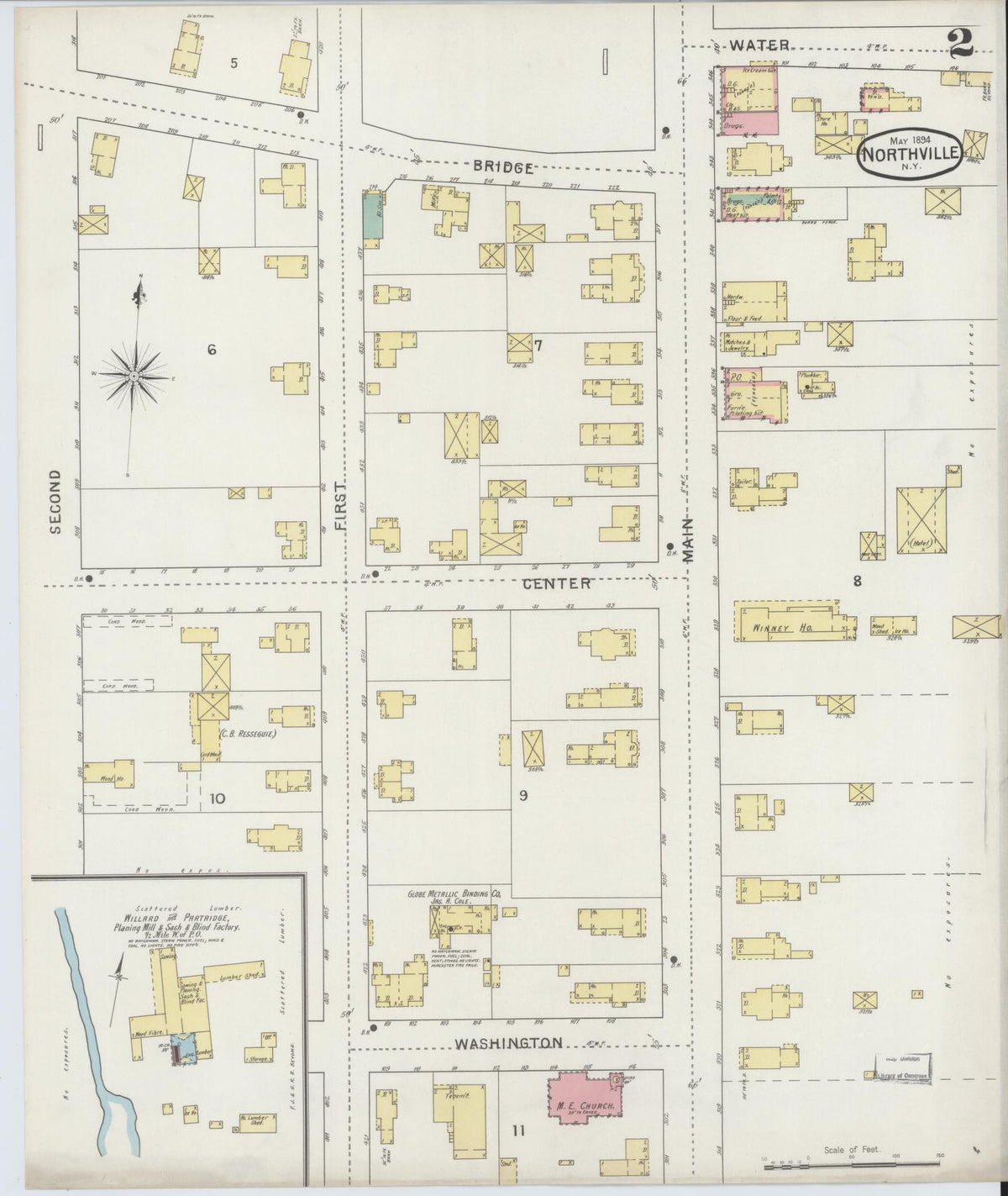 Sanborn Fire Insurance Map from Northville, Fulton County, New York (1894), Sheet #0002 - Complete Map Set gallery image, historic Sanborn map, vintage wall art, New York New York