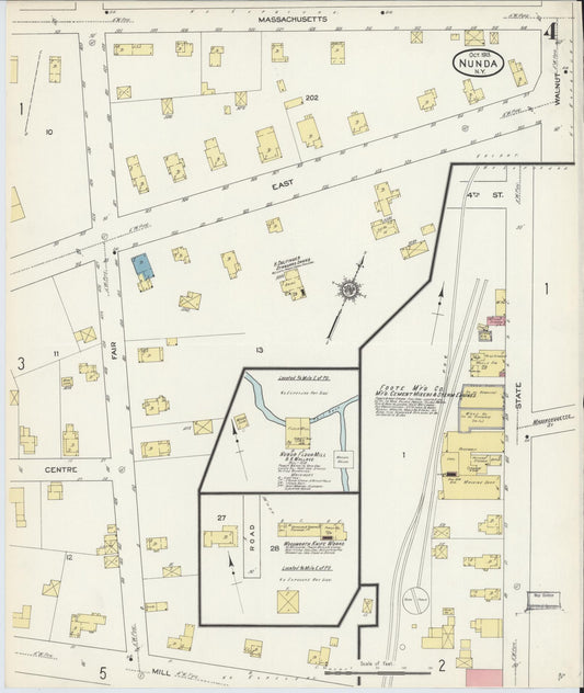 Sanborn Fire Insurance Map from Nunda, Livingston County, New York (1913), Sheet #0004 - Historic Sanborn Fire Insurance Map Print, vintage old map wall art, antique decor, genealogy gift, New York New York map
