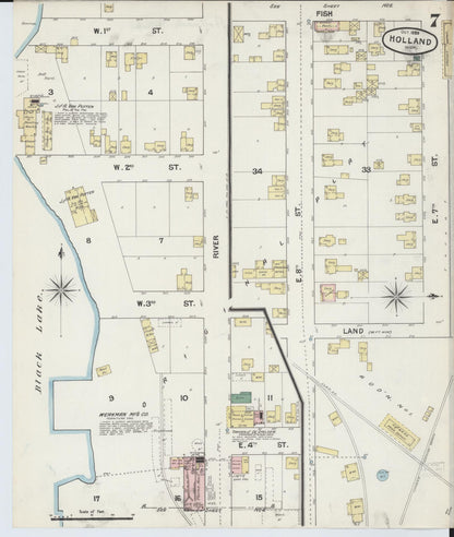 Sanborn Fire Insurance Map from Holland, Ottawa County, Michigan (1889), Sheet #0007 - Complete Map Set gallery image, historic Sanborn map, vintage wall art, Michigan Michigan