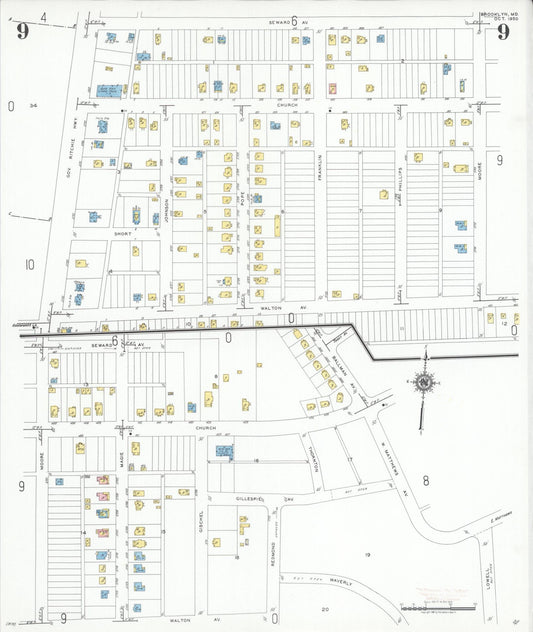Sanborn Fire Insurance Map from Brooklyn, Anne Arundel County, Maryland (1950), Sheet #0009 - Historic Sanborn Fire Insurance Map Print, vintage old map wall art, antique decor, genealogy gift, Maryland Maryland map