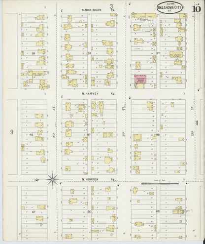 Sanborn Fire Insurance Map from Oklahoma City, Oklahoma County, Oklahoma (1896), Sheet #0010 - Complete Map Set gallery image, historic Sanborn map, vintage wall art, Oklahoma City Oklahoma