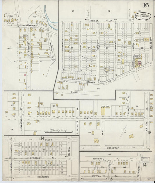 Sanborn Fire Insurance Map from Flushing, Queens County, New York (1897), Sheet #0016 - Historic Sanborn Fire Insurance Map Print, vintage old map wall art, antique decor, genealogy gift, New York New York map