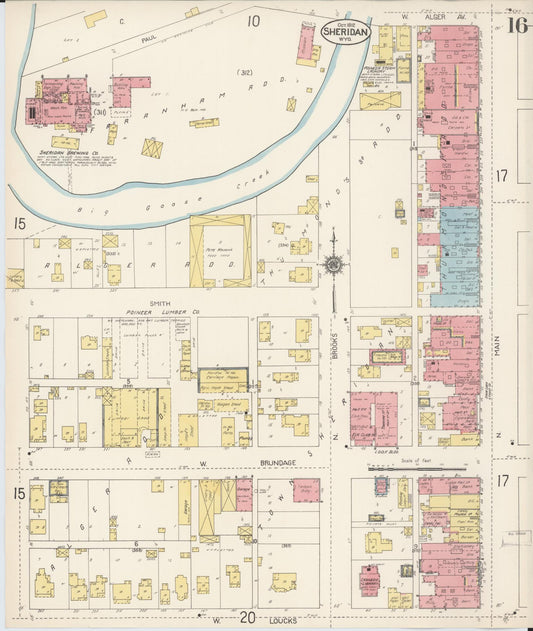 Sanborn Fire Insurance Map from Sheridan, Sheridan County, Wyoming (1912), Sheet #0016 - Historic Sanborn Fire Insurance Map Print, vintage old map wall art, antique decor, genealogy gift, Wyoming Wyoming map