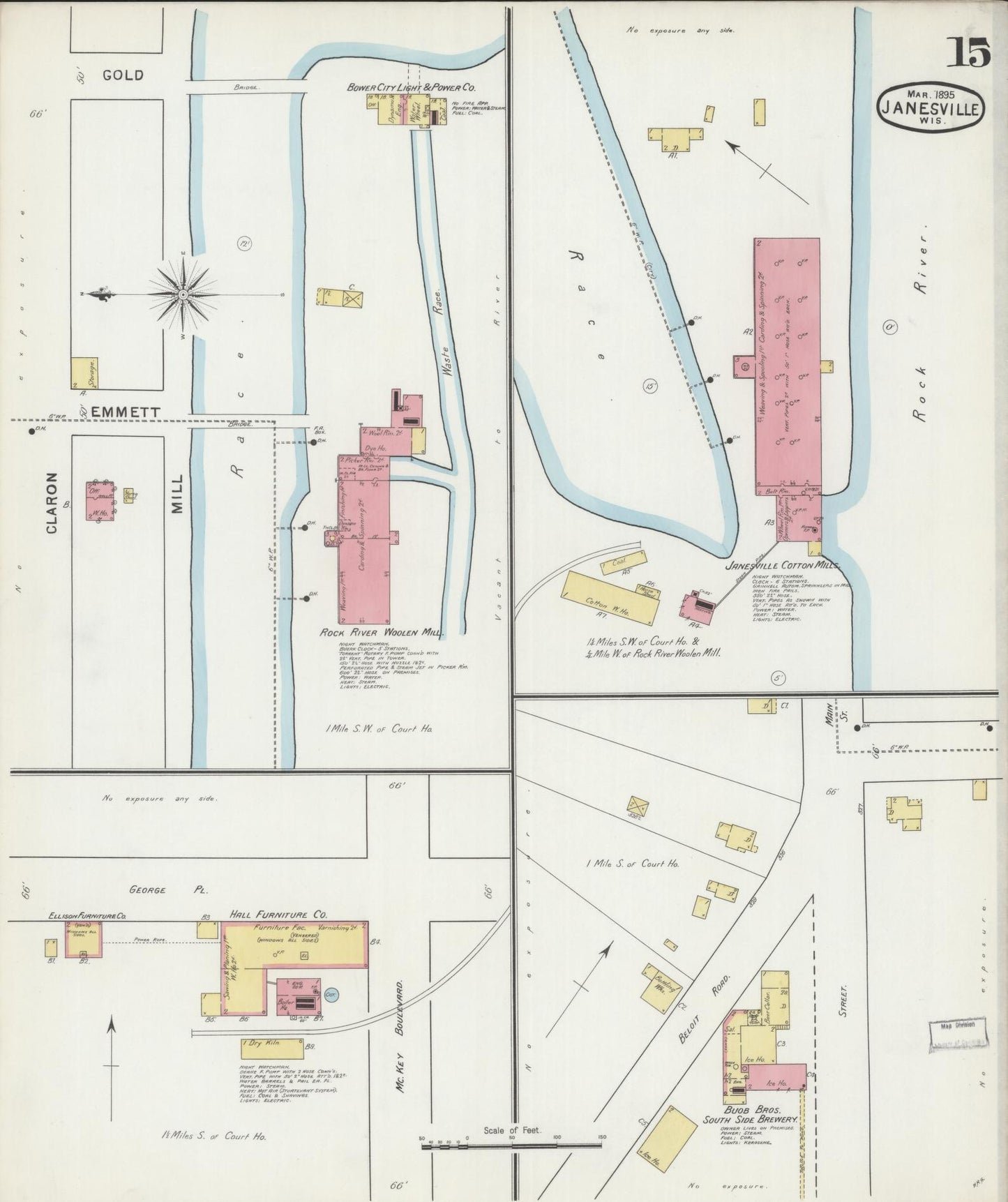 Sanborn Fire Insurance Map from Janesville, Rock County, Wisconsin (1895), Sheet #0015 - Complete Map Set gallery image, historic Sanborn map, vintage wall art, Wisconsin Wisconsin