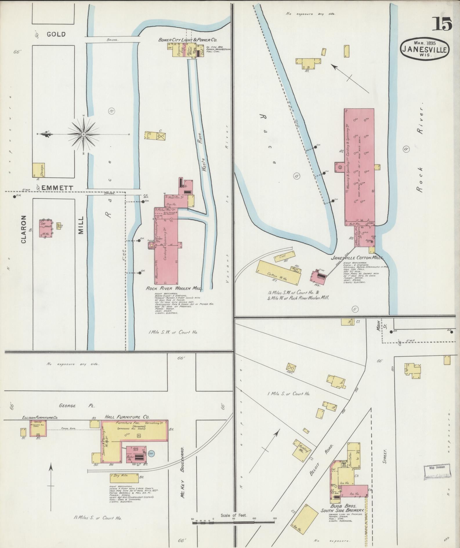 Sanborn Fire Insurance Map from Janesville, Rock County, Wisconsin (1895), Sheet #0015 - Complete Map Set gallery image, historic Sanborn map, vintage wall art, Wisconsin Wisconsin