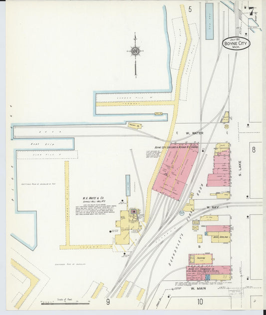 Sanborn Fire Insurance Map from Boyne City, Charlevoix County, Michigan (1911), Sheet #0007 - Historic Sanborn Fire Insurance Map Print, vintage old map wall art, antique decor, genealogy gift, Michigan Michigan map