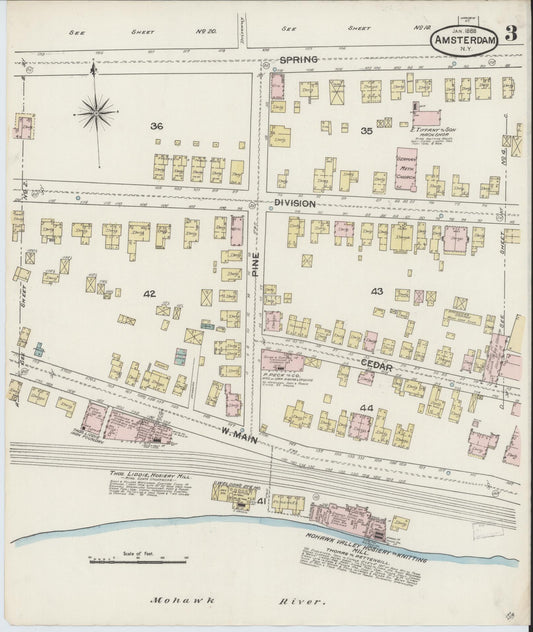 Sanborn Fire Insurance Map from Amsterdam, Montgomery County, New York (1888), Sheet #0003 - Historic Sanborn Fire Insurance Map Print, vintage old map wall art, antique decor, genealogy gift, New York New York map