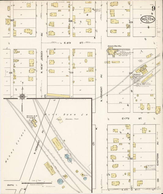 Sanborn Fire Insurance Map from Holton, Jackson County, Kansas (1922), Sheet #0009 - Historic Sanborn Fire Insurance Map Print, vintage old map wall art, antique decor, genealogy gift, Kansas Kansas map