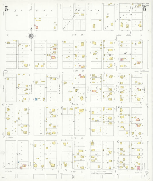 Sanborn Fire Insurance Map from Tulia, Swisher County, Texas (1936), Sheet #0005 - Historic Sanborn Fire Insurance Map Print, vintage old map wall art, antique decor, genealogy gift, Texas Texas map