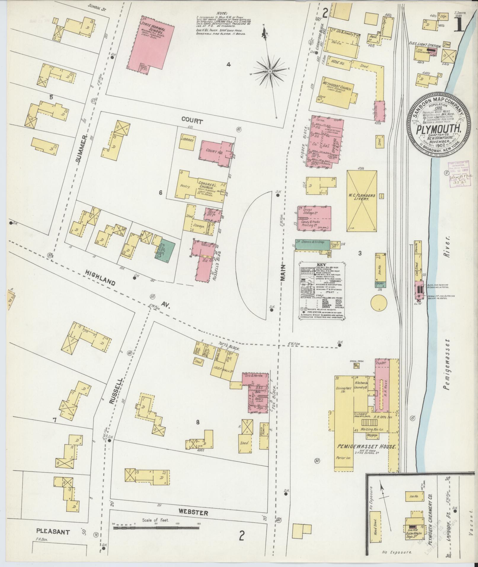 Sanborn Fire Insurance Map from Plymouth, Grafton County, New Hampshire. (1902) – Historic Sanborn Fire Insurance Map Print