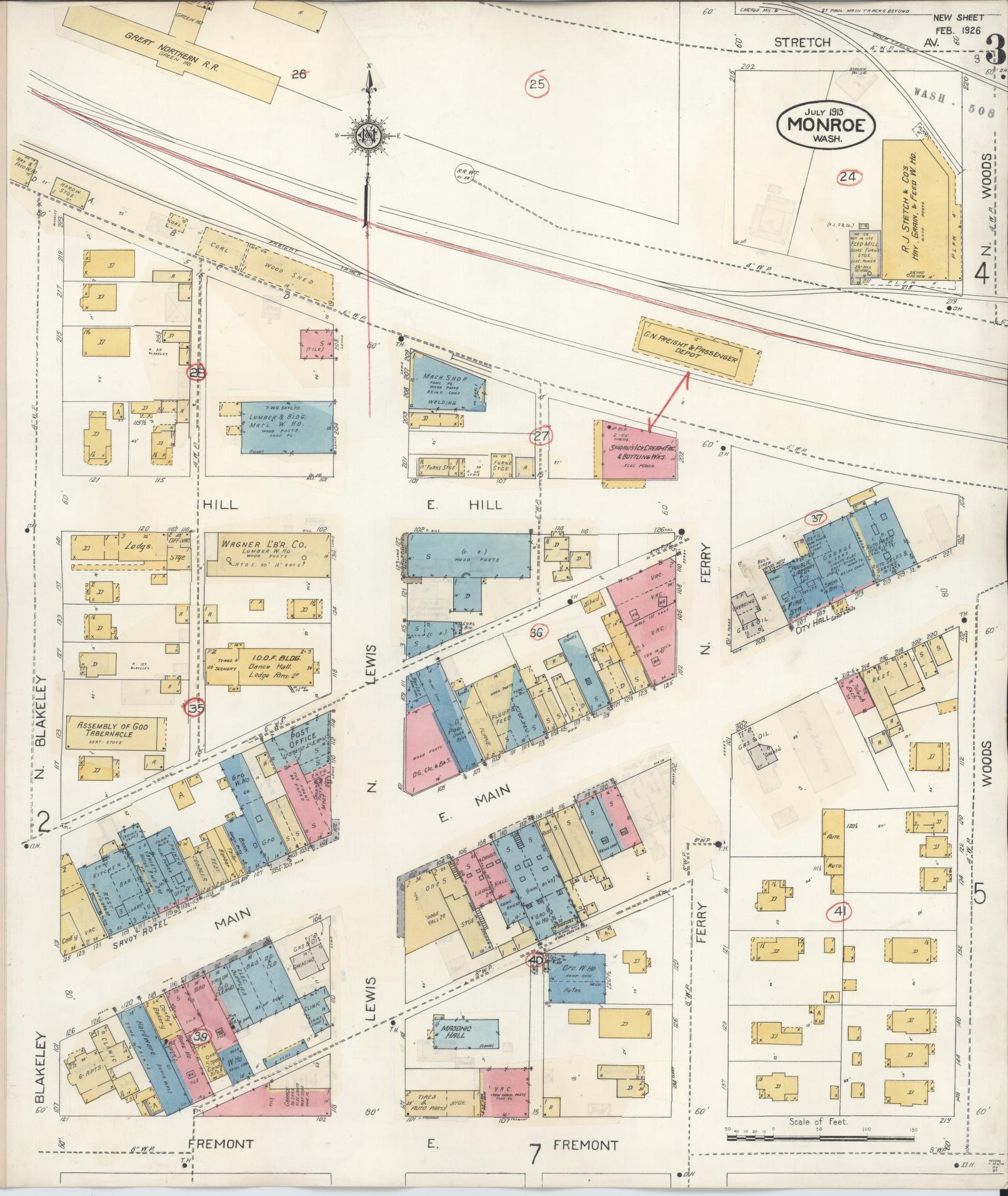 Sanborn Fire Insurance Map from Monroe, Snohomish County, Washington (1942), Sheet #0003 - Complete Map Set gallery image, historic Sanborn map, vintage wall art, Washington Washington