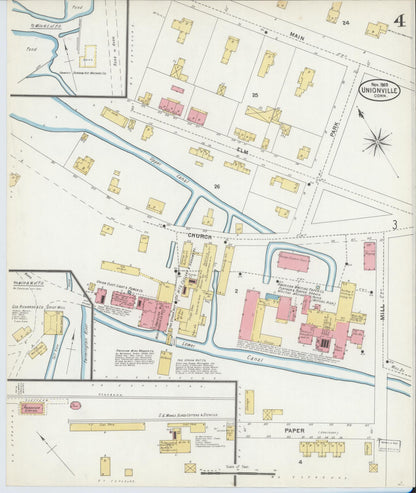 Sanborn Fire Insurance Map from Unionville, Hartford County, Connecticut (1903), Sheet #0004 - Complete Map Set gallery image, historic Sanborn map, vintage wall art, Connecticut Connecticut